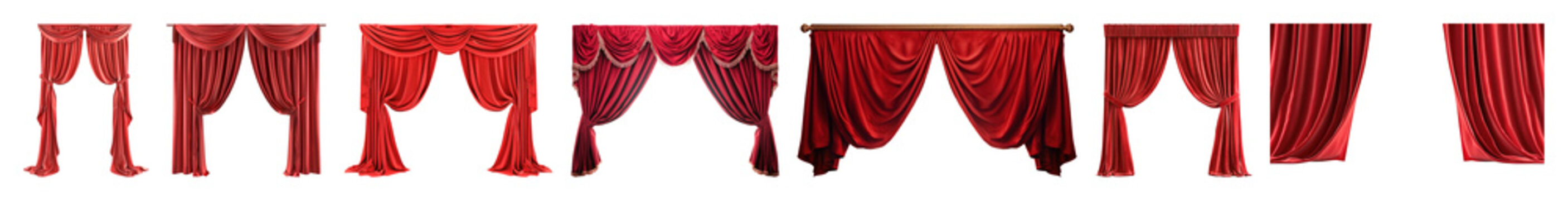 PNG Elegant red theater curtains variety on transparent background