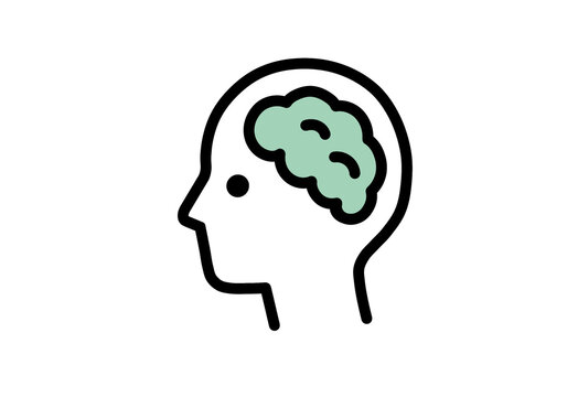 Human head icon with a green brain inside