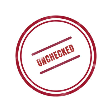 Red unchecked circular stamp with diagonal lines