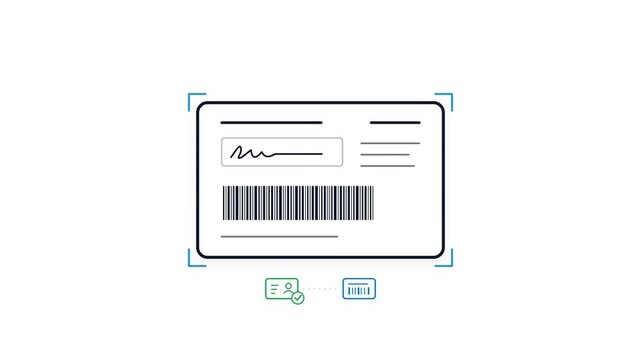 Two sided ID card scanning and document verification animation