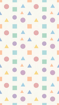 Pastel geometric seamless pattern with circles squares and triangles