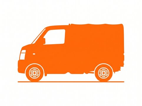 Orange delivery truck silhouette icon isolated on white background