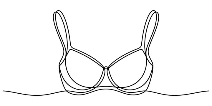Continuous single line drawing of a simple female bra lingerie icon