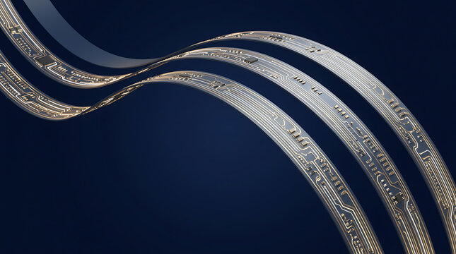 Curved Flexible Circuit Board Ribbons with Golden Traces
