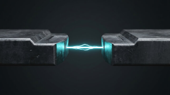 Futuristic Electric Arc Between Metallic Electrodes