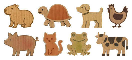 Obraz premium PNG Wooden animal cutout collection on transparent background