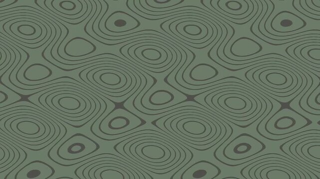 Abstract green geometric pattern with concentric circles and ovals