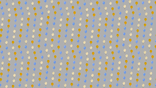 Pattern of balloons in yellow, blue, and cream