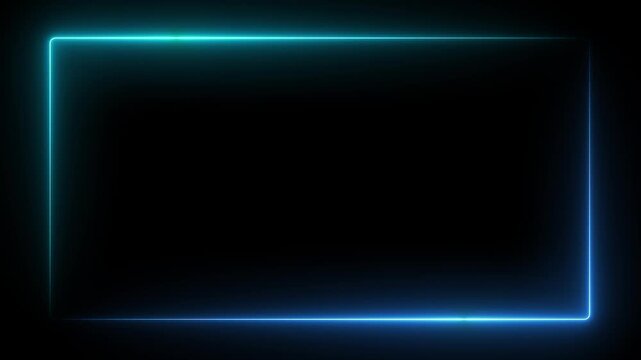 Animation of glowing neon rectangles abstract background. tow ton color rectangle picture frame. abstract glowing blue and cyan neon rectangle border frame