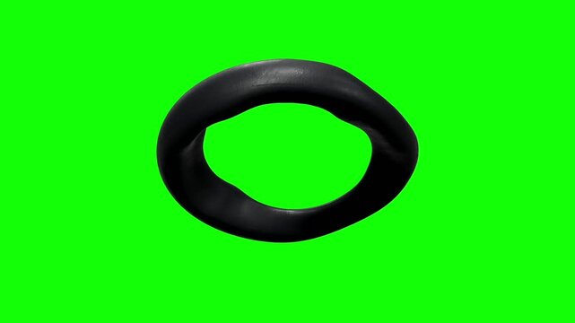 deflated spinning 3d tube isolated on green screen video. rubber.