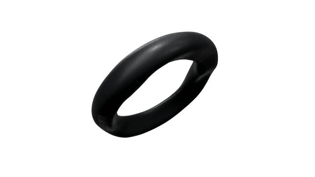 deflated spinning 3d tube isolated on white background video. rubber.