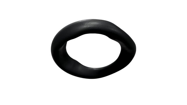 deflated spinning 3d tube isolated on white background video. rubber.