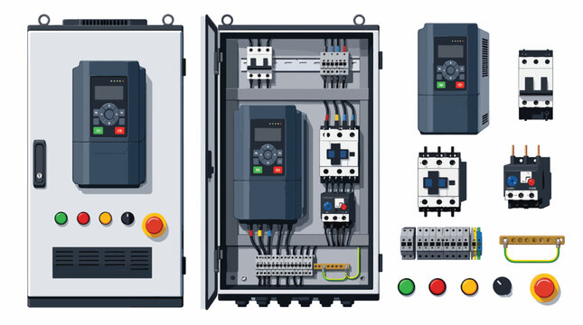 Industrial control panel with variable frequency drives and circuit breakers