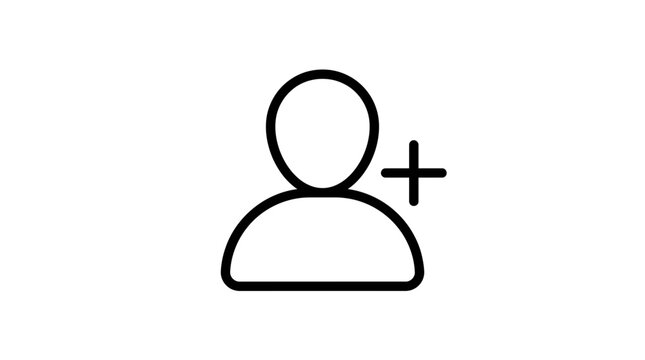 Isolated user icon with plus symbol, profile addition symbol