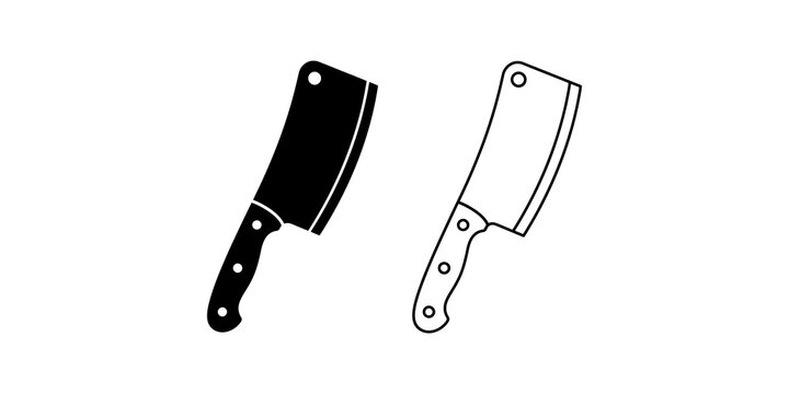 Meat cleaver knife silhouette illustration isolated on transparent background for culinary kitchen branding equipment.