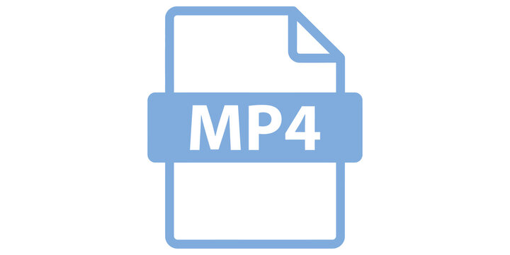 Light blue mp4 video file format icon isolated on transparent background for digital multimedia storage management.