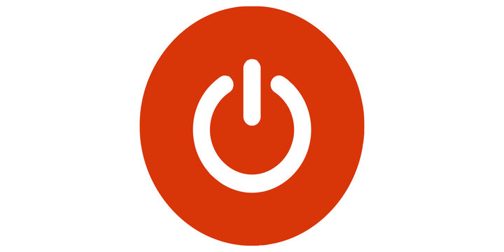 Orange power button symbol within a circle indicating on off or standby function for electronic devices.