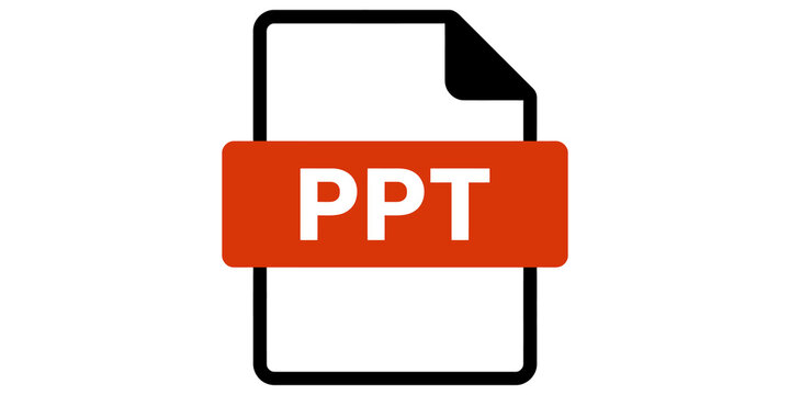 Orange PPT file icon representing powerpoint presentation format for slides and business documents.