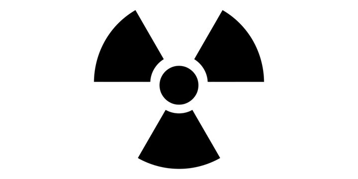 black radioactive symbol for warning and danger of nuclear radiation on transparent background.
