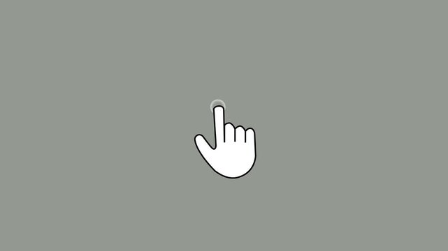 Mouse pointer hand clicks icon animation. Clicking finger icon, Mouse click, mouse cursor click animation, hand gesture, mouse pointer animation.Motion graphics of concept