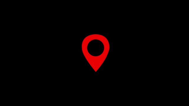 Map pointer icon set with pin symbols for navigation and location markers.Animation of location pin icon concept, GPS icon on black background.Motion graphics of concept