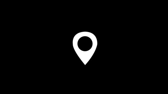 Map pointer icon set with pin symbols for navigation and location markers.Animation of location pin icon concept, GPS icon on black background.Motion graphics of concept