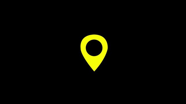 Map pointer icon set with pin symbols for navigation and location markers.Animation of location pin icon concept, GPS icon on black background.Motion graphics of concept