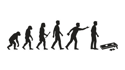 Fototapeta premium Minimalist Human Evolution Sequence Illustration Showing the Biological Progress from Early Primate to Modern Man, Clean Vector Graphic Representing Anthropology and History