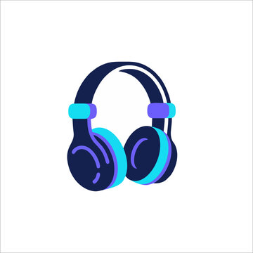 Modern Blue and Purple Headset Illustration on White Background