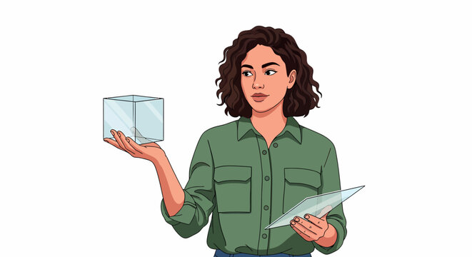 Hispanic Female Engineer Holding Open Source Puzzle Piece