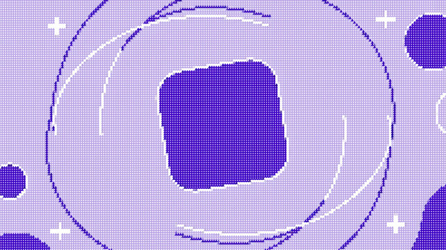 Abstract purple background with a central rounded square and circular lines in a knitted texture style