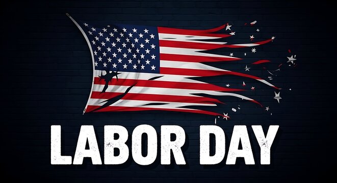 American flag on labor day celebration