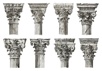 Obraz premium PNG Elegant classical architectural column designs on transparent background