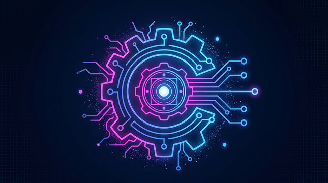Futuristic Artificial Intelligence Technology Circuit with Glowing Digital Brain Interface