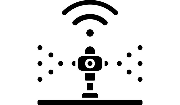 Smart automatic lawn water sprinkler irrigation system with wireless wifi signal control vector icon design