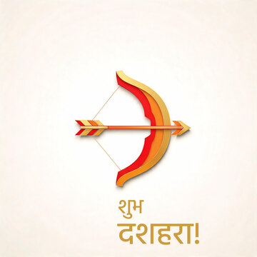 Paper Cut Bow and Arrow Happy Shubh Dussehra Vijayadashami Background