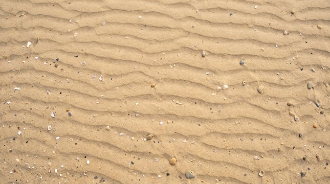 Wind-rippled fine beach sand texture with golden-beige tones