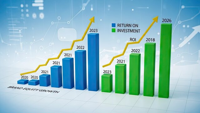 Financial growth chart with upward trend and roi display vector graphics