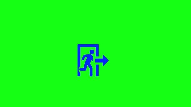 Emergency Exit Evacuation Door Icon Green Screen 4K Animation