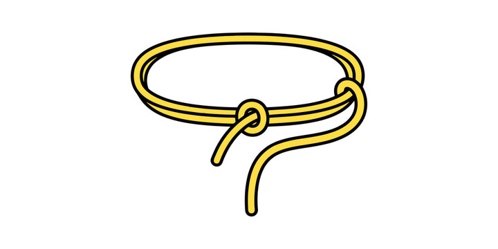 Yellow cowboy lasso rope knot icon isolated on transparent background for western theme design and ranch activities.