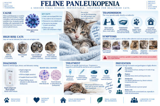 Feline Panleukopenia Symptoms, Transmission, Diagnosis and Prevention Infographic