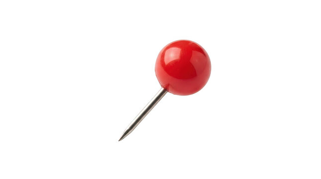 Red pushpin isolated on transparent background