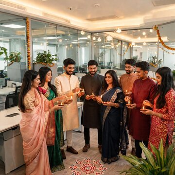 Corporate Office Employees Celebrating Diwali Together