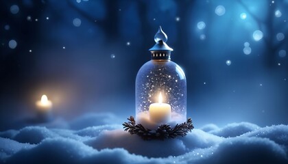 Obraz premium Candle Lantern Under a Sparkling Glass Dome