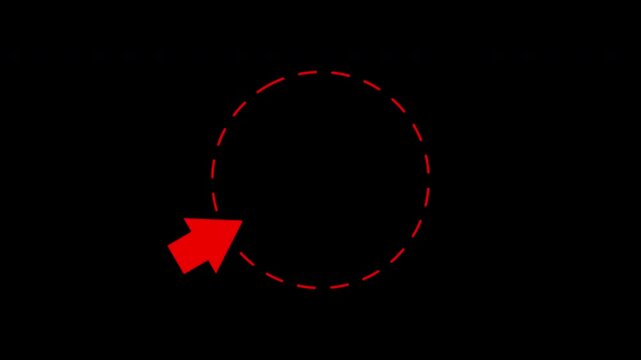 Red arrows pointing at dashed circles on transparent background