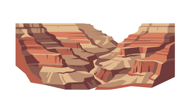Grand Canyon national park landscape in Arizona, USA flat vector illustration