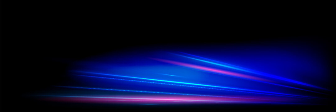 Set of white glowing speed lines and motion blur streaks, dynamic horizontal light trails for action effect.