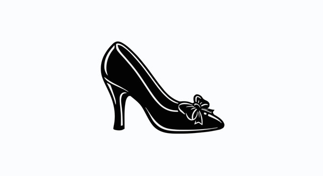 elegant high heel shoe silhouette with bow vector illustration