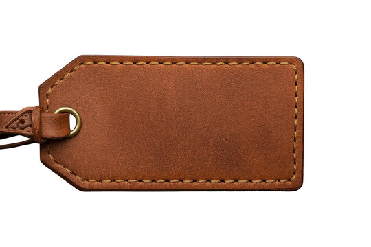 Brown leather luggage tag clean cutout