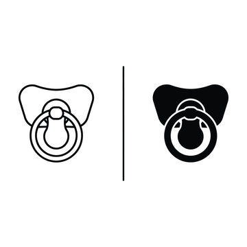 Black and white pacifier icon for baby